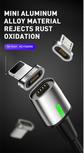 Cargador magnetico 3 en 1  (micro usb, tipo C, Apple)